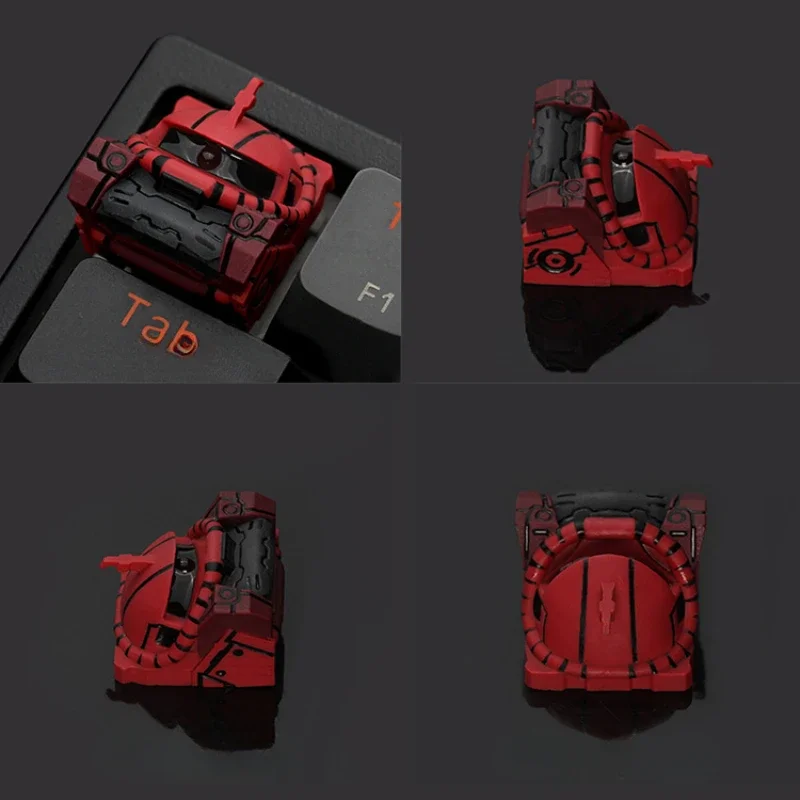 Anime keycaps mecha tema resina keycap zaku vermelho personalizado chave bonés teclado mecânico artesanal keycap pc gamer brinquedos presentes do feriado