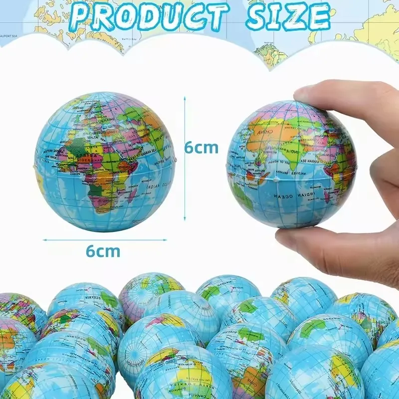 Mini Earth Stress Balls Toy Finger Exercise PU Globe Squeezable Balls Educational Foam Sport Ball Decompression Gift