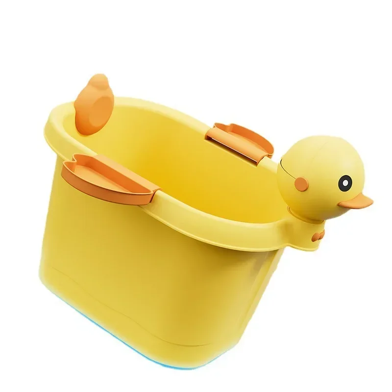 Large Thickened Plastic Bathtub for Children, Load-Bearing Bathroom Bucket, Small Yellow Duck