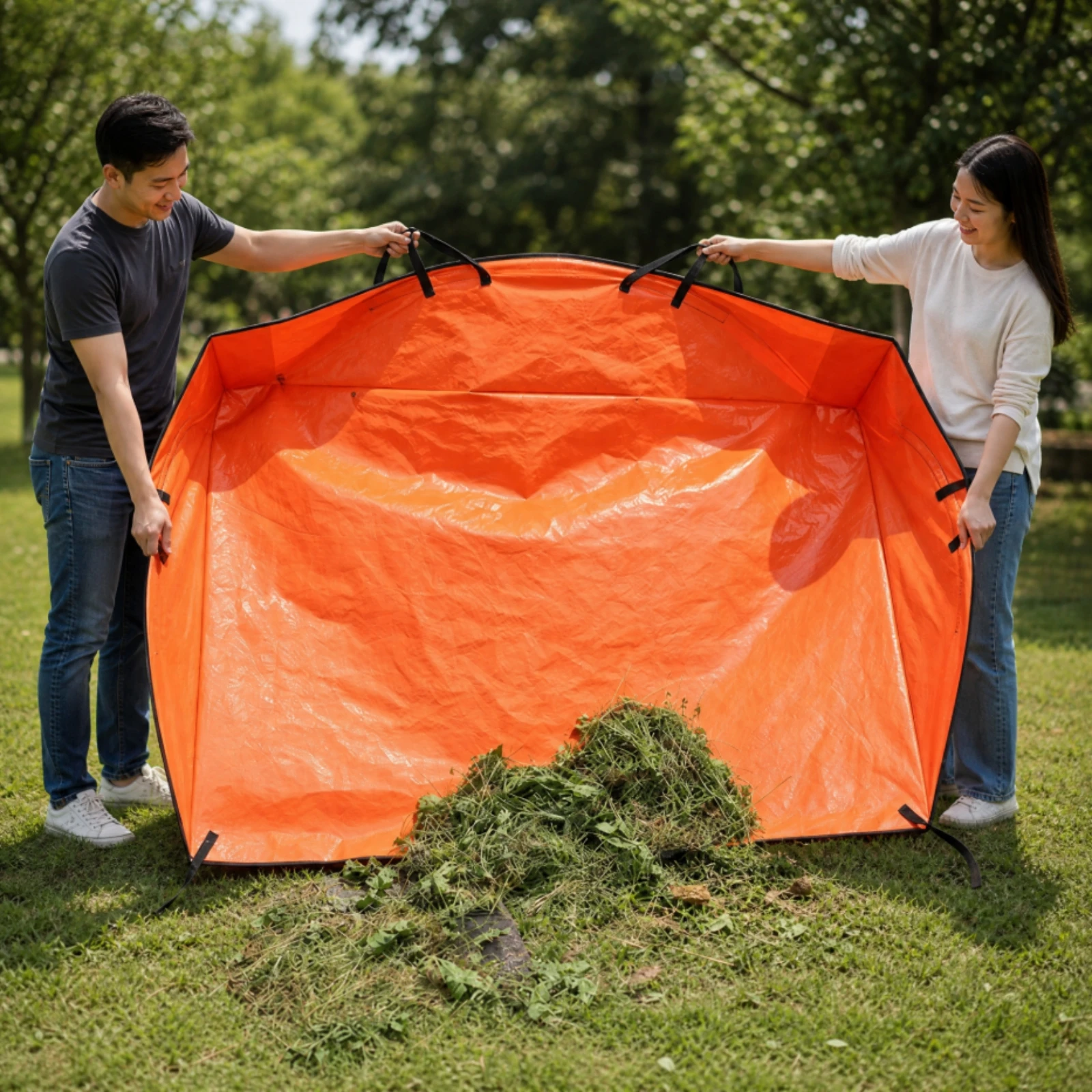 Foldable Garden Leaf Collection Mat Fold Flat Foldable Garden Debris Tarp with Stake Points Leaf Tarp with Handles Sleek