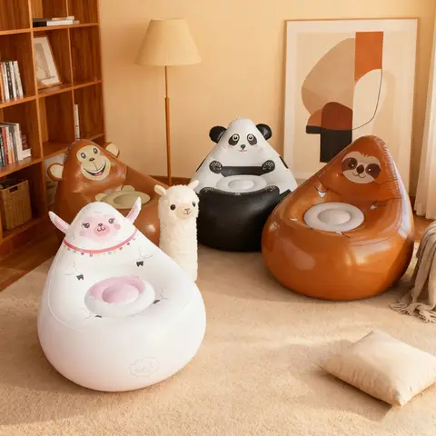 Cartoon Kids PVC Inflatable Sofa Soft Skin-friendly Portable Outdoor Storage Chair Cute Design Lightweight Foldable Couch