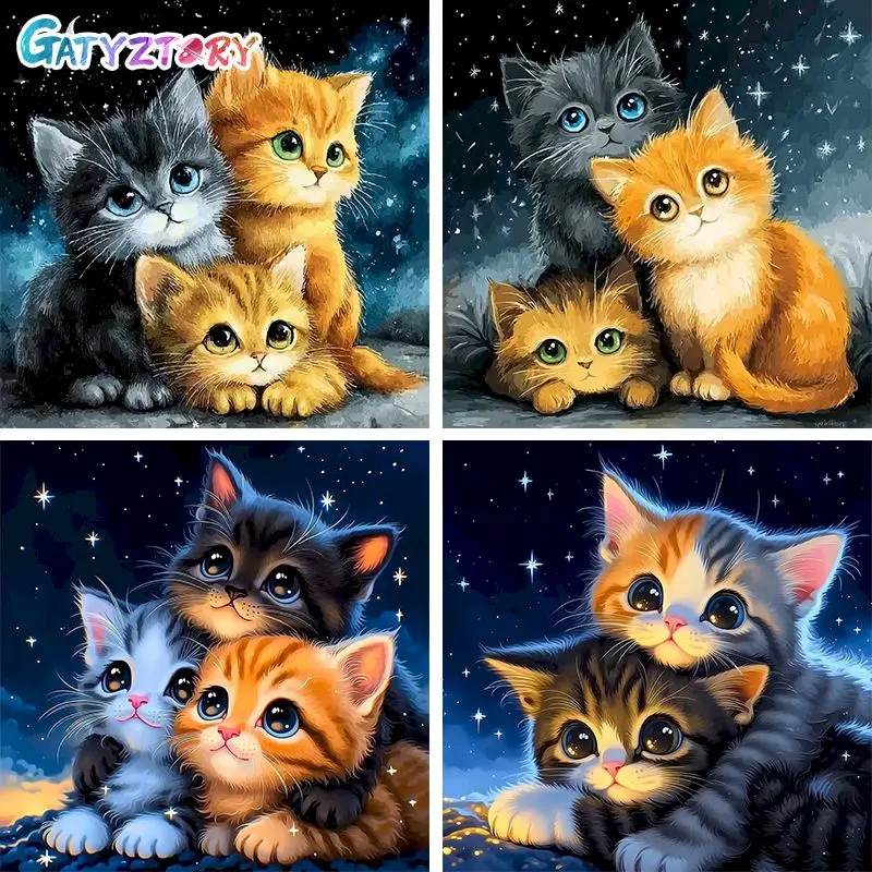 

GATYZTORY 5d Diamond Painting Kits For Adults Art Supplies Diy Crafts Cat Full Round/Square Interior Painting Decor Rhinestone A