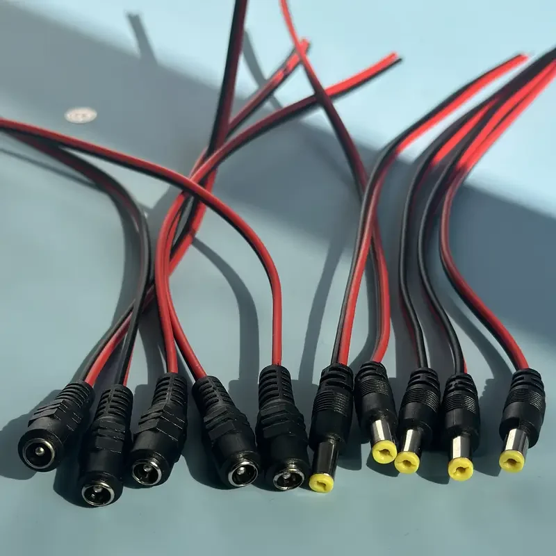 DC Power Pigtail Plug Cable 2.1Mm X 5.5Mm Jack Cable Wire Line Adapter Male Female 12V 5A DC Pigtail Connectors