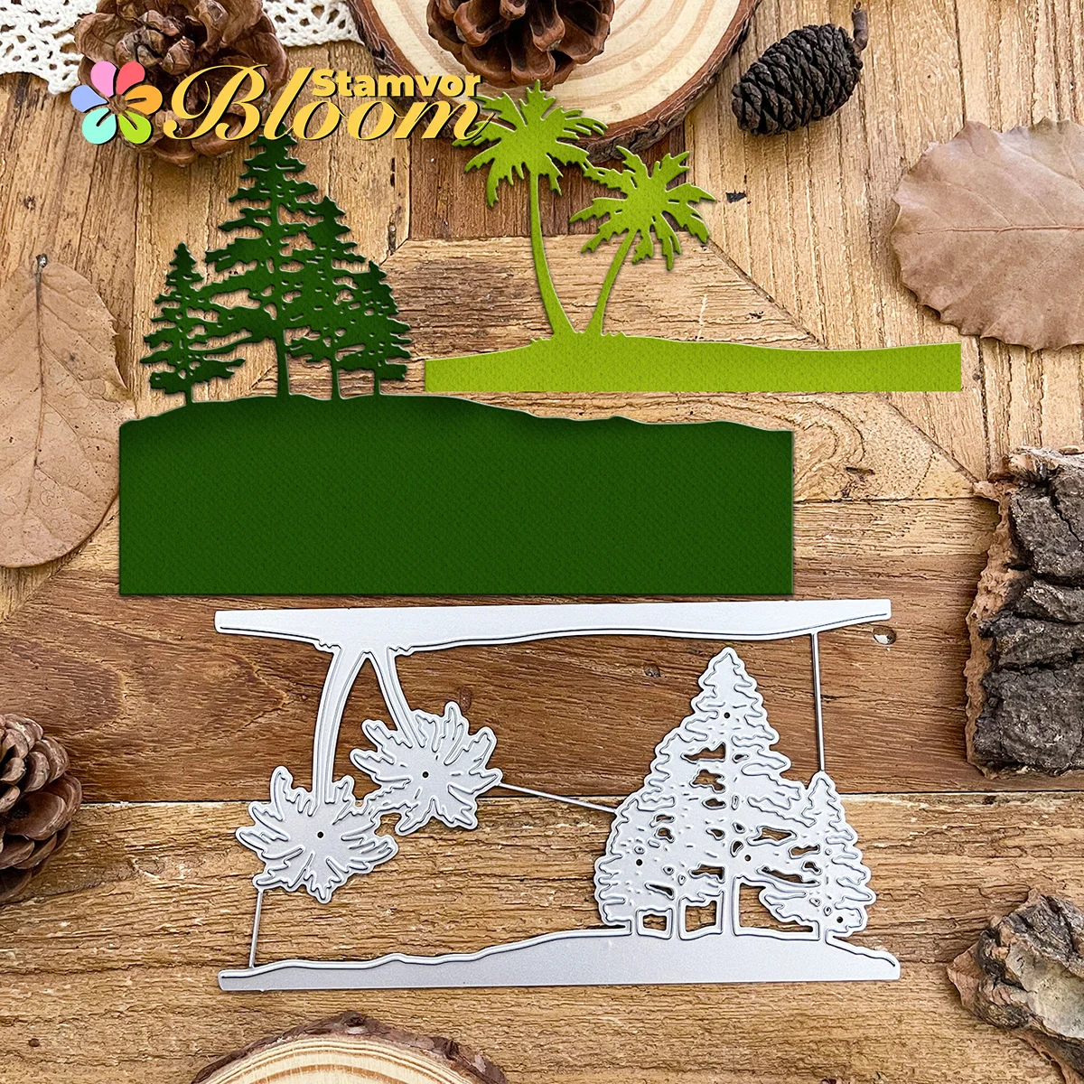 Original schöne Kokosnuss-Kiefern-Wald, halbgeschnittene Bordüren, Metall-Stanzformen, Scrapbooking, dekorative Prägung