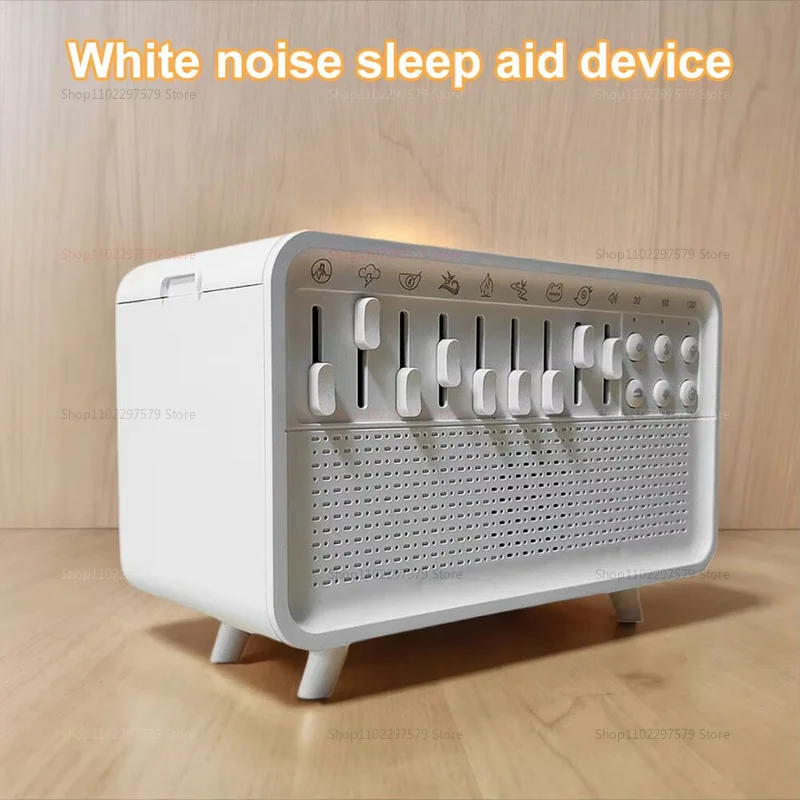 Máquina de sonido para dormir con ruido blanco, difusor de aire con llama, humidificador, altavoz BT, luz nocturna, difusor de aceites esenciales para dormitorio