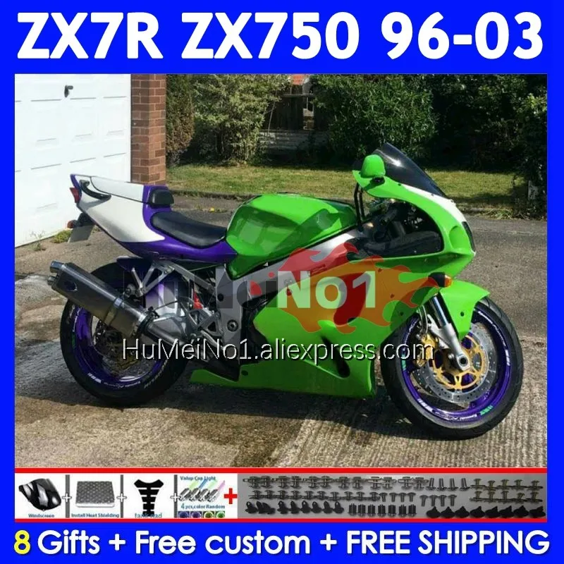 Hot Green Body Kit For KAWASAKI NINJA ZX 7R 7 R 750 211No.163 ZX750 ZX-7R ZX7R ZX-750 1996 1997 1998 1999 00 01 02 03 Fairing