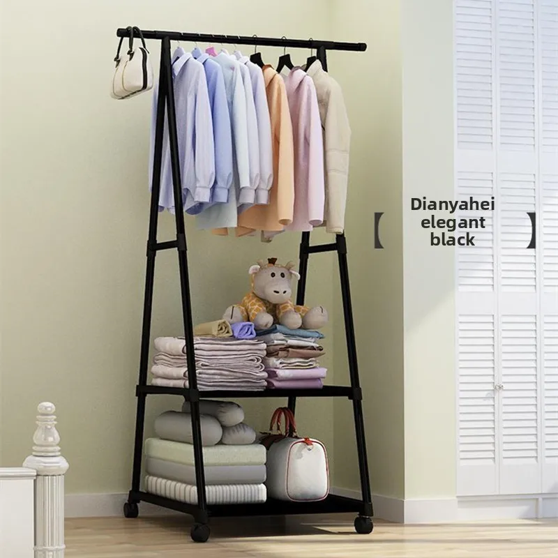 Rolling Triangular Floor Coat Rack Freestanding Multi Layer Storage Organizer Modern Minimalist Coat Hanger Clothes Drying Rack