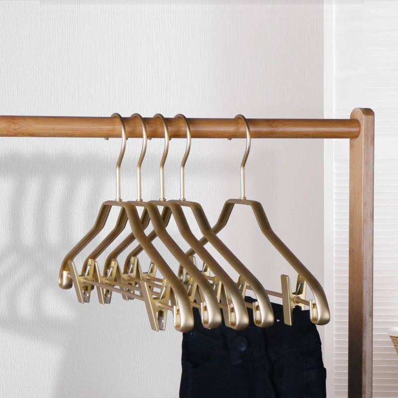 5pcs Clothes Hanger High Quality Aluminum Alloy Trousers Hangers with Clips Multifunctional Wardrobe Organizer Storage Racks