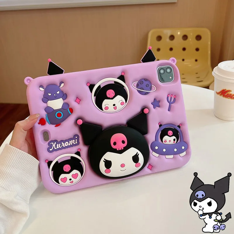 Cute Sanrio Kuromi Stand IPad Case Cartoon IPad Pro11 Air4 5 Silica Gel MINI6 10.2 Inch Anti Bending Lazy Stand Ipad Cases Gifts