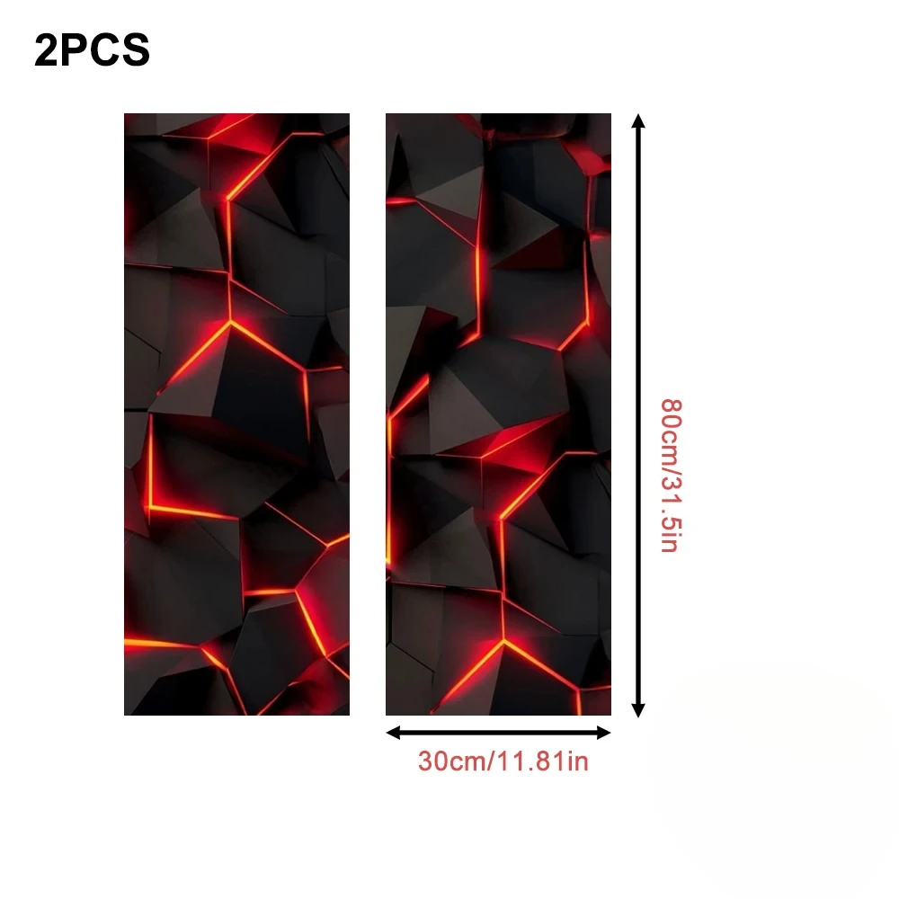 2 Stück Auto A-Säulen-Dekor-Aufkleber 3D Neonrot Geometrischer Vinyl-Aufkleber Universelle Auto-Innenausstattung DIY-Modifikationszubehör – Detail 2