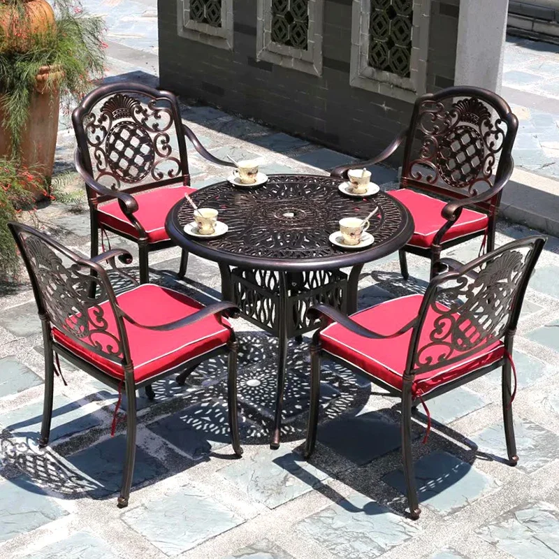 courtyard garden balcony furniture wrought iron outdoor five-piece set cast aluminum tables