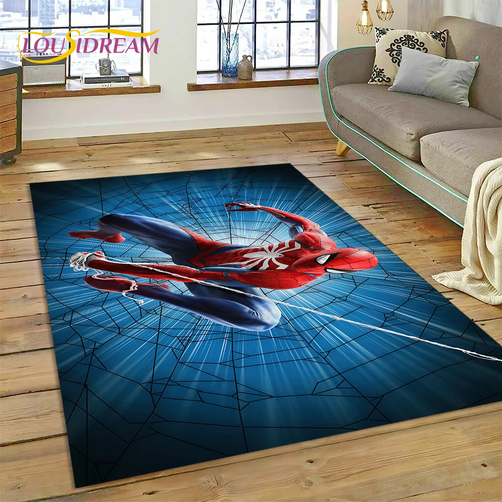 Smile Hero-Tapis de dessin animé Marvel Avengers, Spider Man, Lea pour chambre à coucher, salon, décoration de canapé à la maison, grand décor pour