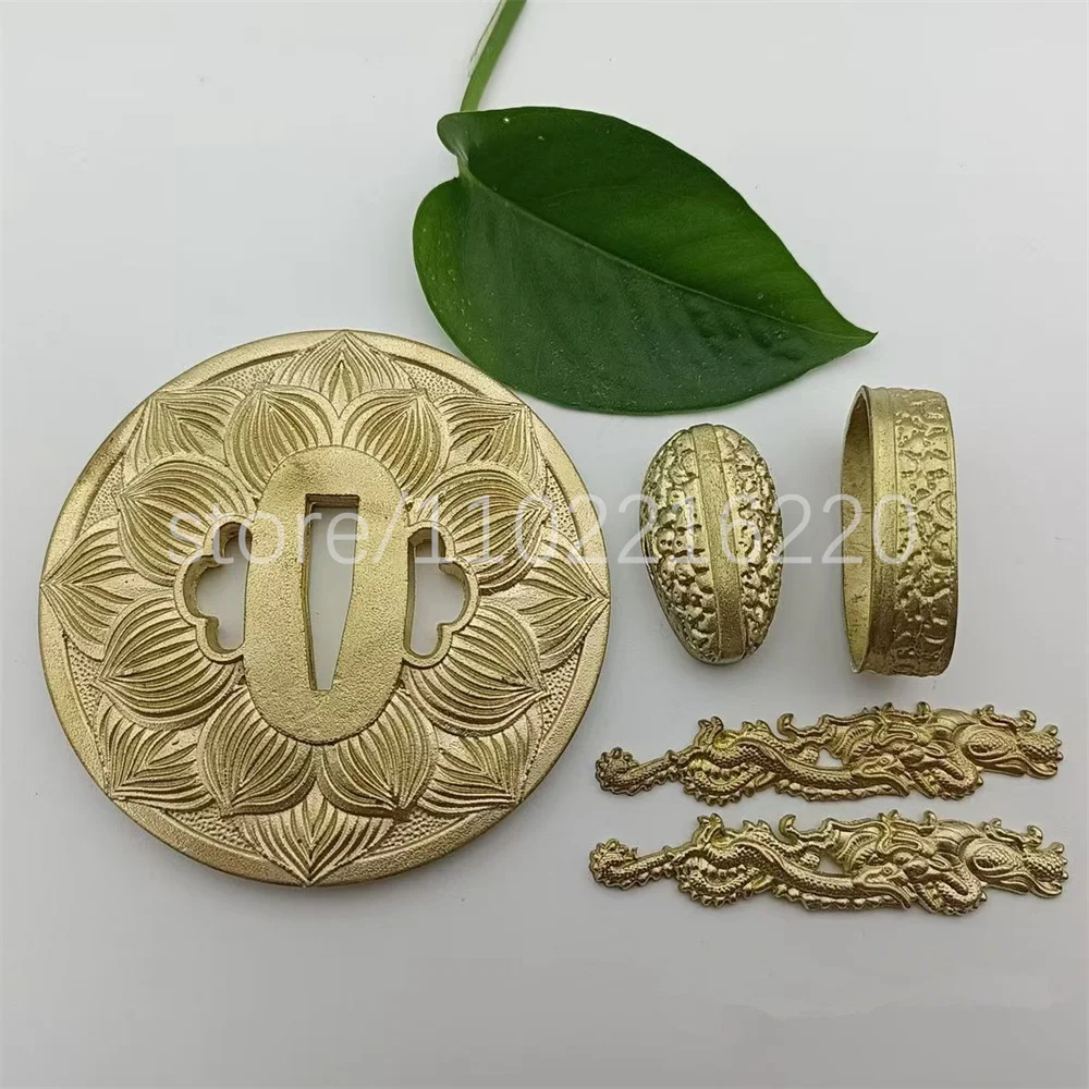 Very Nice Copper Brass Handguard Tsuba Guard Kashira Fuchi Menuki For Japanese Real Japan Samurai Katana Sword Fittings New