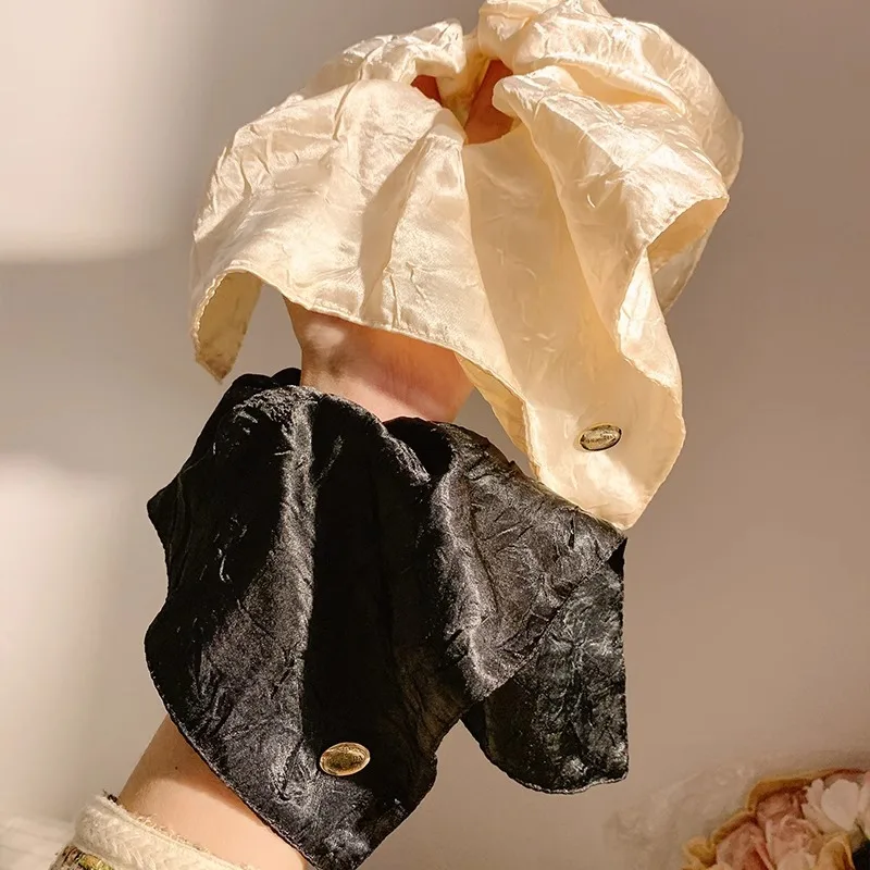 Cerchio per capelli sciarpa quadrata in raso cerchio per capelli dell'intestino crasso donna sensazione di fascia alta copricapo in corda per capelli quadrata super grande