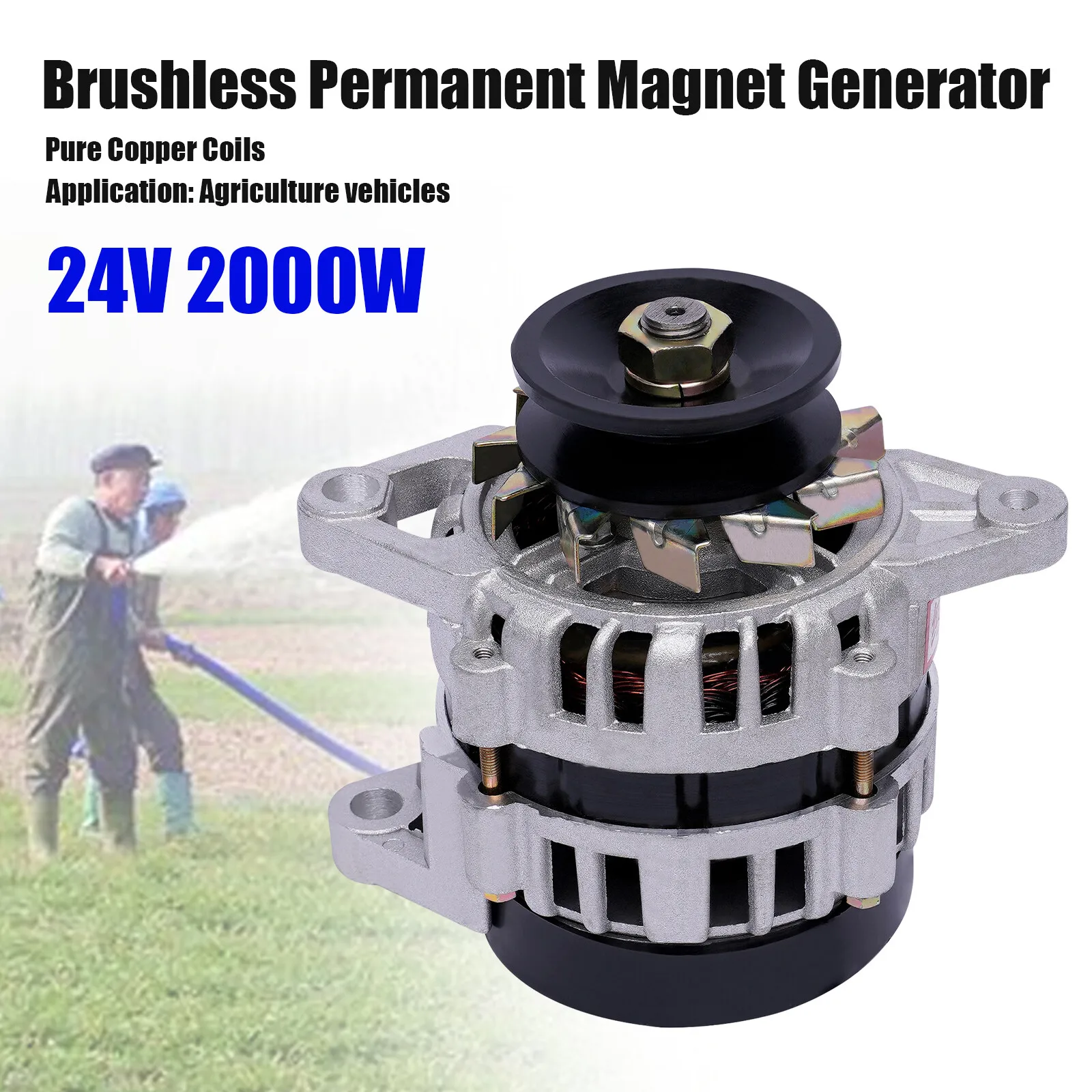 

24V 2000W Brushless Permanent Magnet Generator Low RPM PMA Alternator Pure Copper for Tractor Tricycle Charging