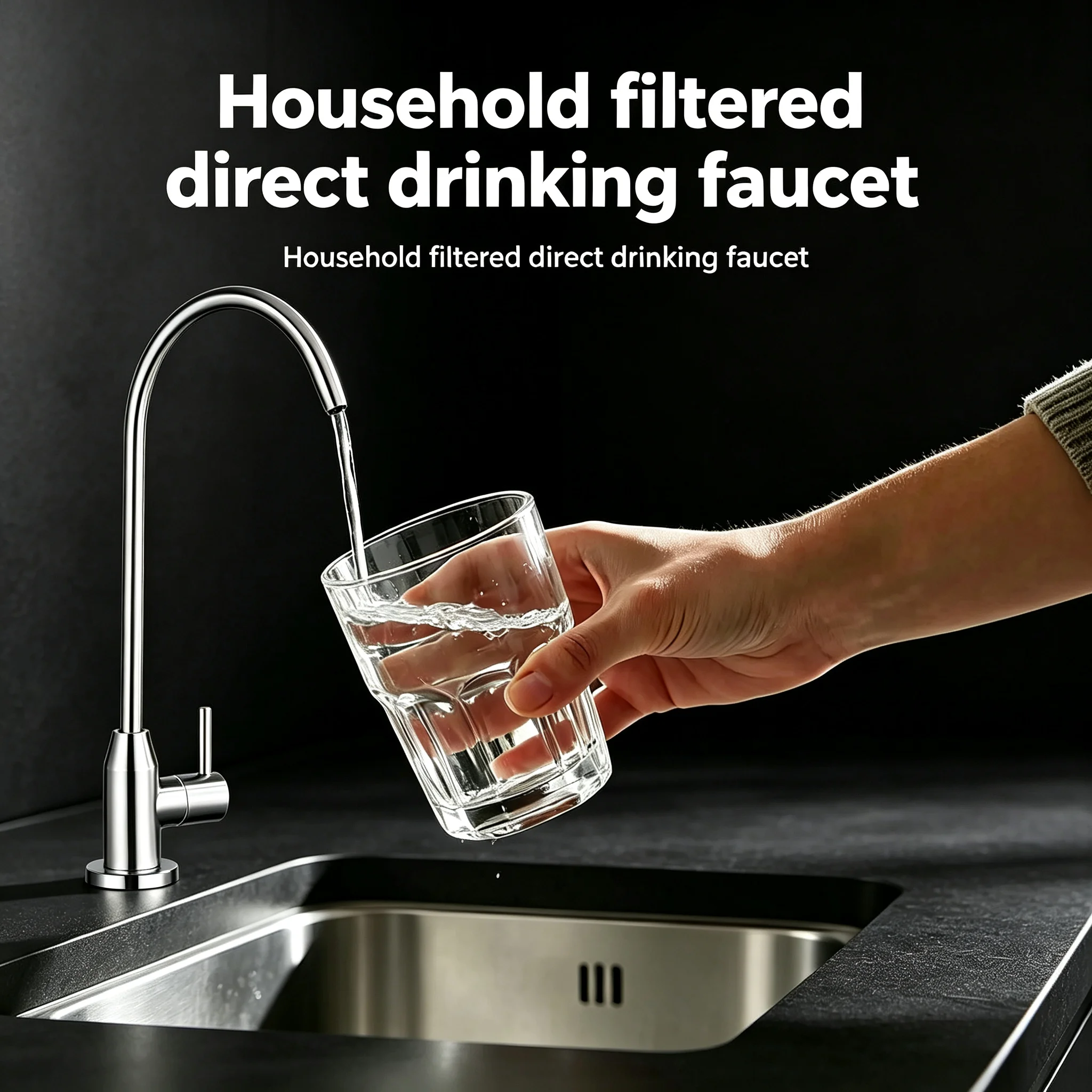 

Stainless Steel Kitchen Faucet RO Pure Water Tap Single Handle Tall Curved Spout for Under Sink Water Purifier System