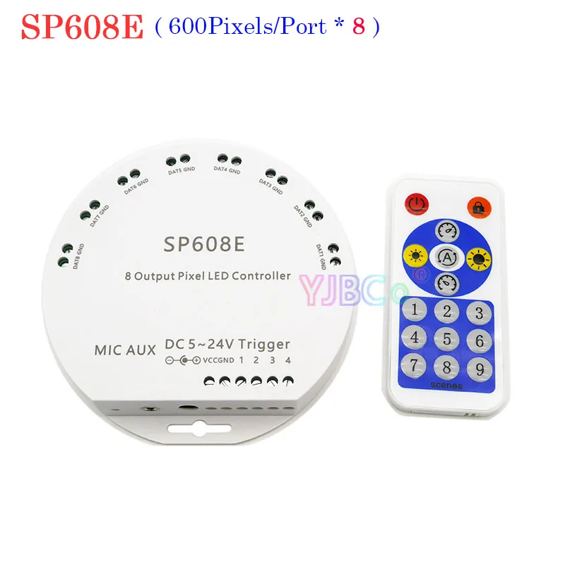 DC 5V 12V 24V WS2812B Music Controller 2/4/8 CH Signal Output Built In Mic WS2811 WS2815 LED Light Strip Bluetooth-compatible