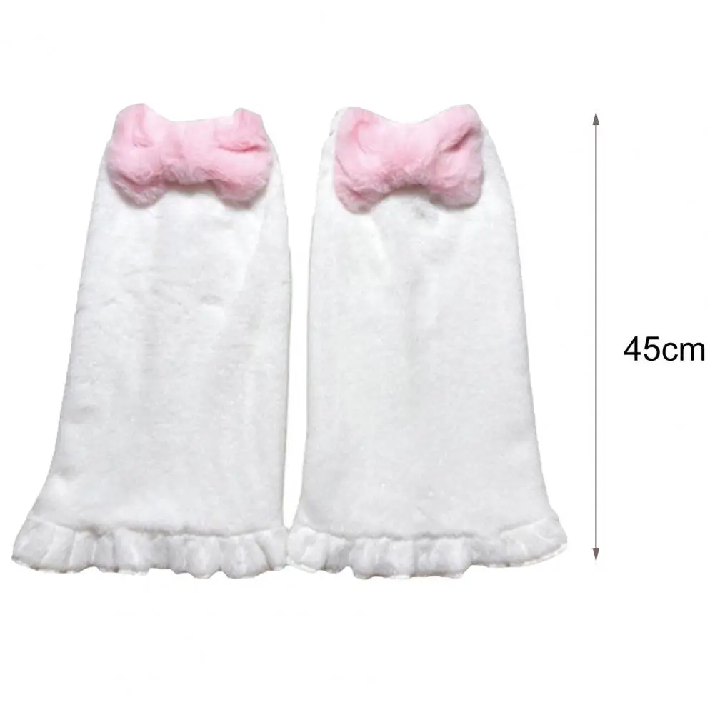 

1 Pair Casual Girls Leg Warmers Ruffles Cute Plush Leg Warmers Pink Bow Plush Leg Warmers