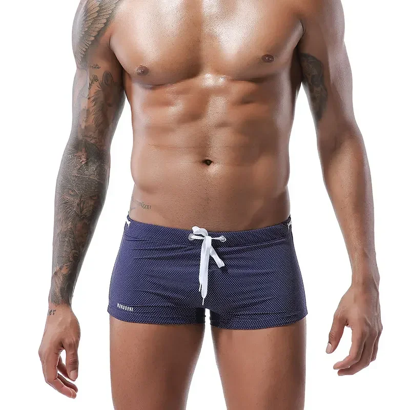 Sunga boxer masculina cintura baixa, roupa de banho boxer masculina para praia