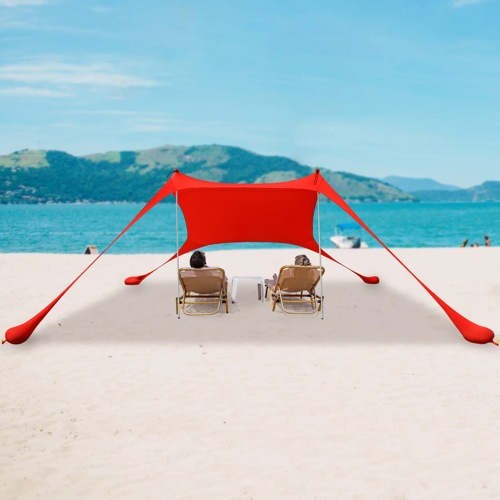 

Red 2m * 1.6m Beach Elastic Sunshade Outdoor Tent for Beach Camping For 2-3 People For Beach Camping Fishing Backyard Picnic