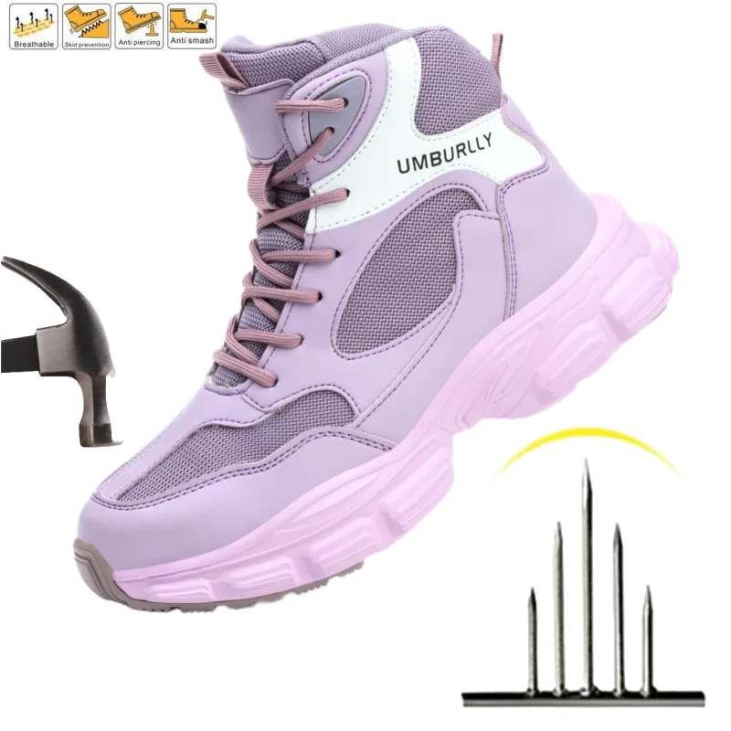

Anti Smashing Lightweight Breathable Female Sneakers Steel Toe Anti Shock Shoes Outdoor Anti-puncture Anti-drop Female Shoes