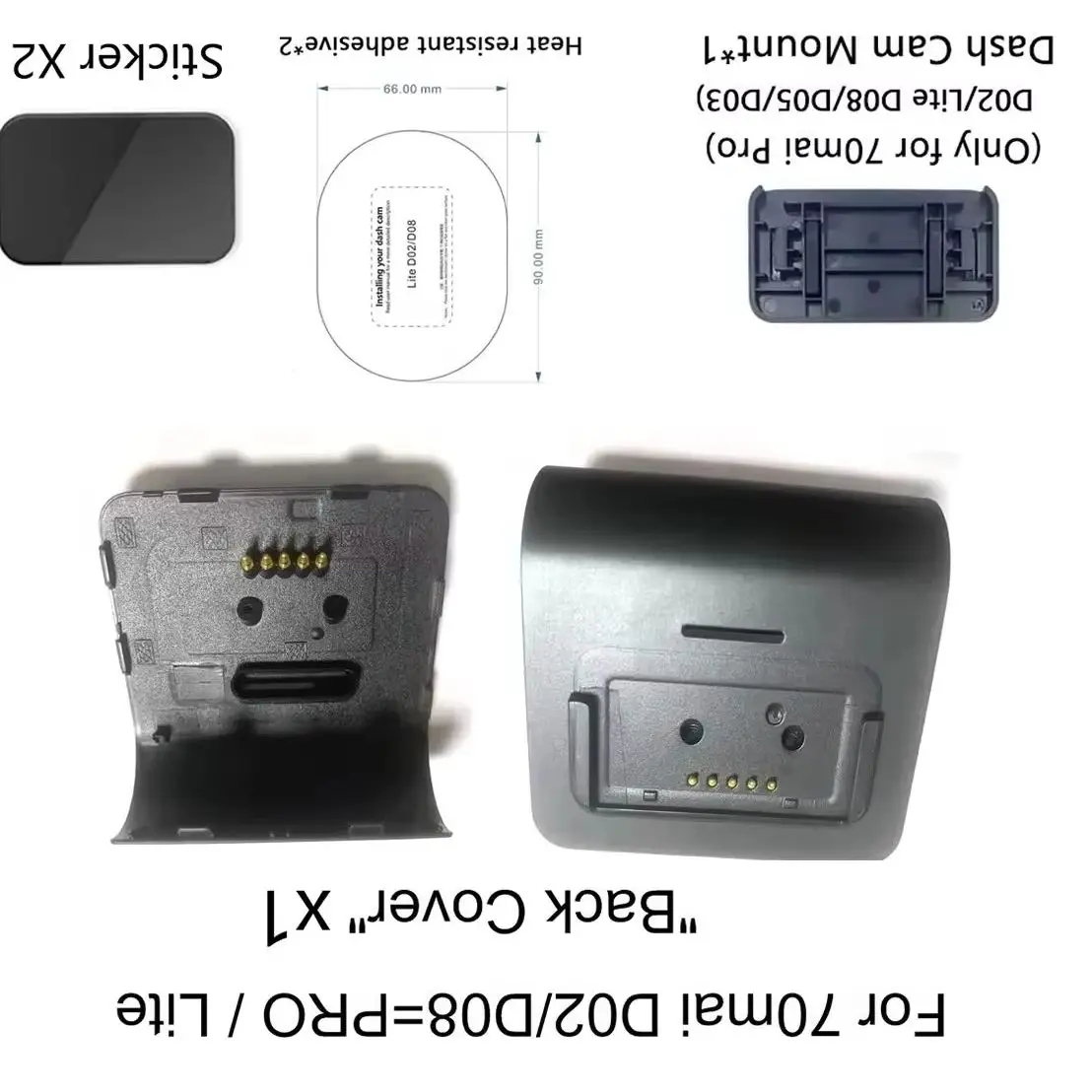 for 70mai pro Back Cover for 70mai Lite D02 / for 70mai Lite D08 Back Cover