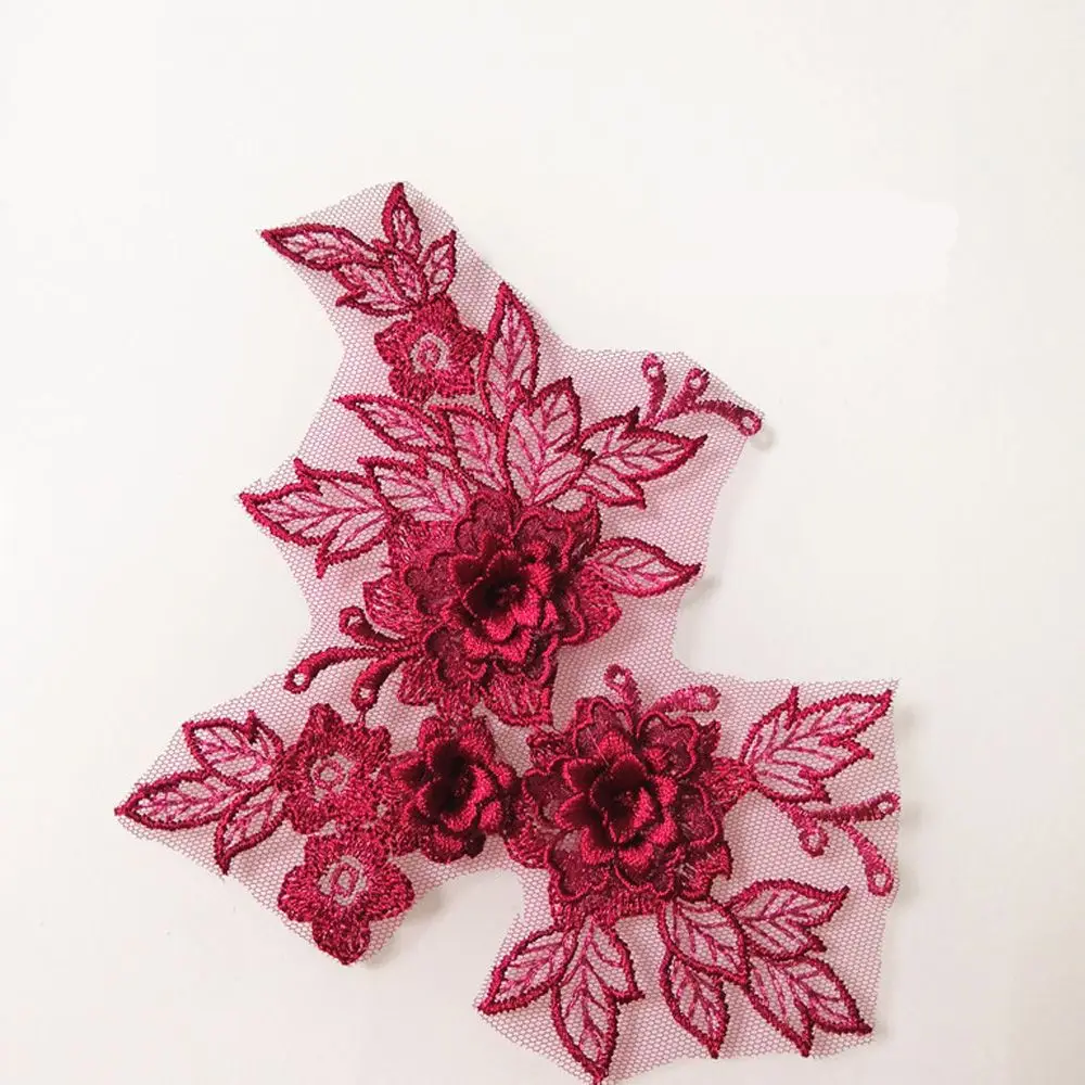 

Тюлевые свадебные 3D-отделки для шитья, кружевные цветочные мотивы, вышивка, аппликации для невесты, аксессуары для рукоделия