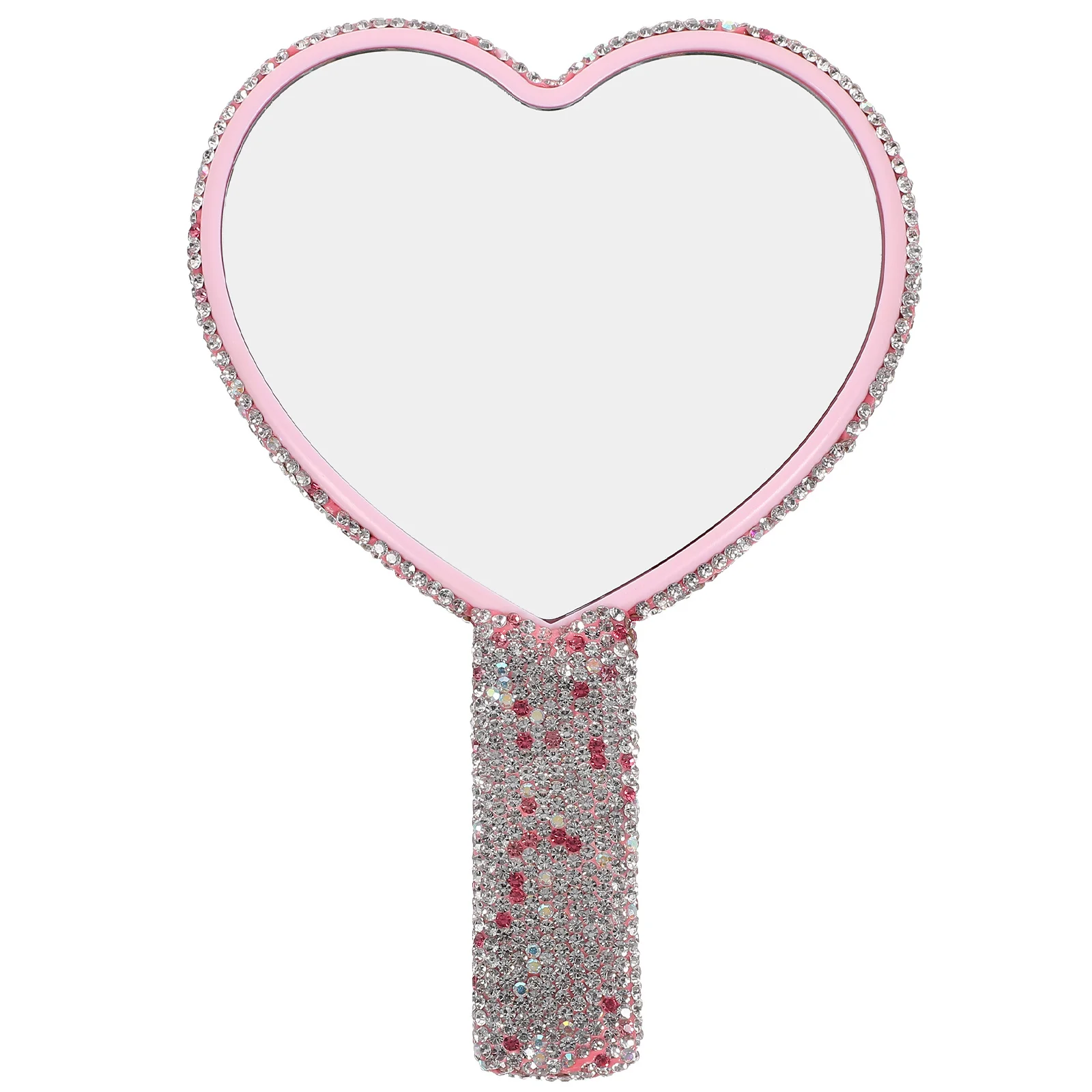Espelho em forma de coração strass bolsa maquiagem compacta portátil viagem durável material abs requintado artesanato claro