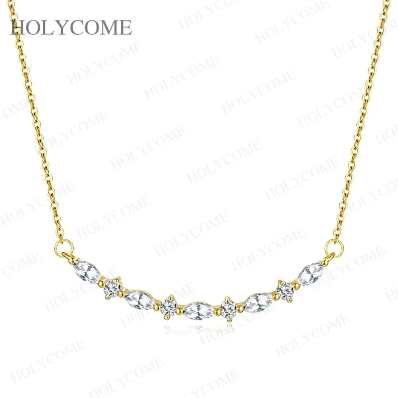 925 Sterling Silber Halskette mit gebogenem Moissanit-Anhänger im Marquise-Schliff, D-Farbe, minimalistischer Anhänger für Damen, für den täglichen Gebrauch, edler Schmuck – Detail 7