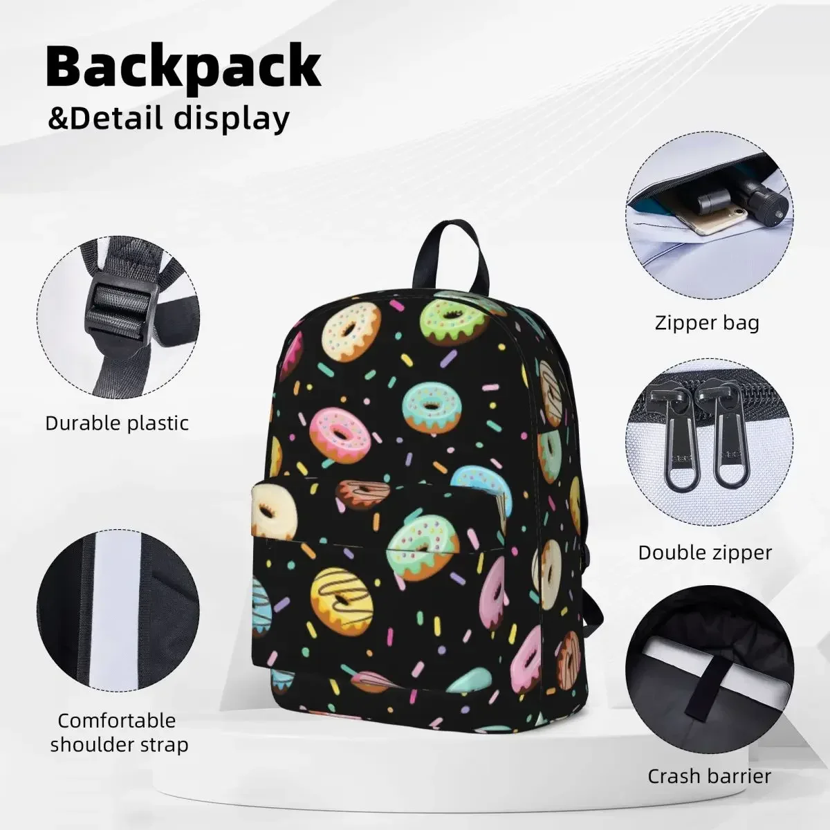 Donut! Backpacks Large Capacity Student Book bag Shoulder Bag Laptop Rucksack Fashion Travel Rucksack Children School Bag