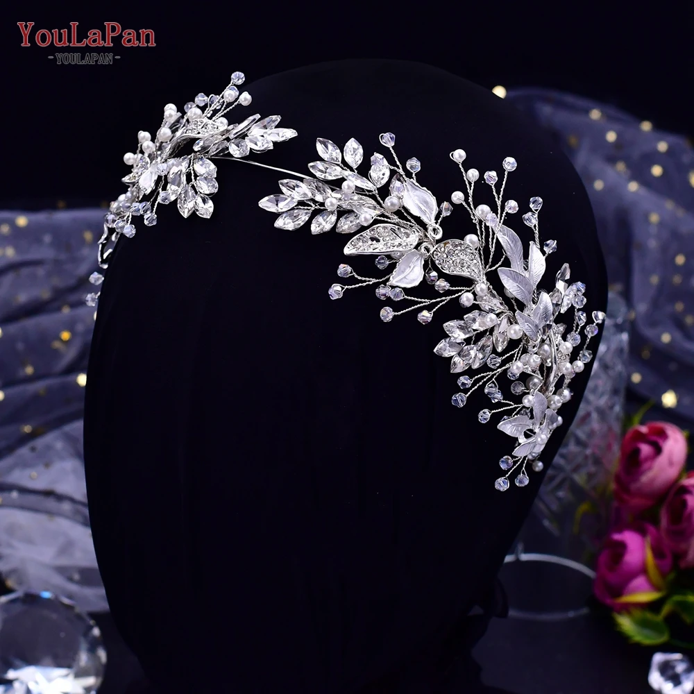 TOPQUEEN Bridal Hair Accessories Rhinestone Headband for Brides Hair Ornaments Woman Headdress Elegant Princess Headwear HP272