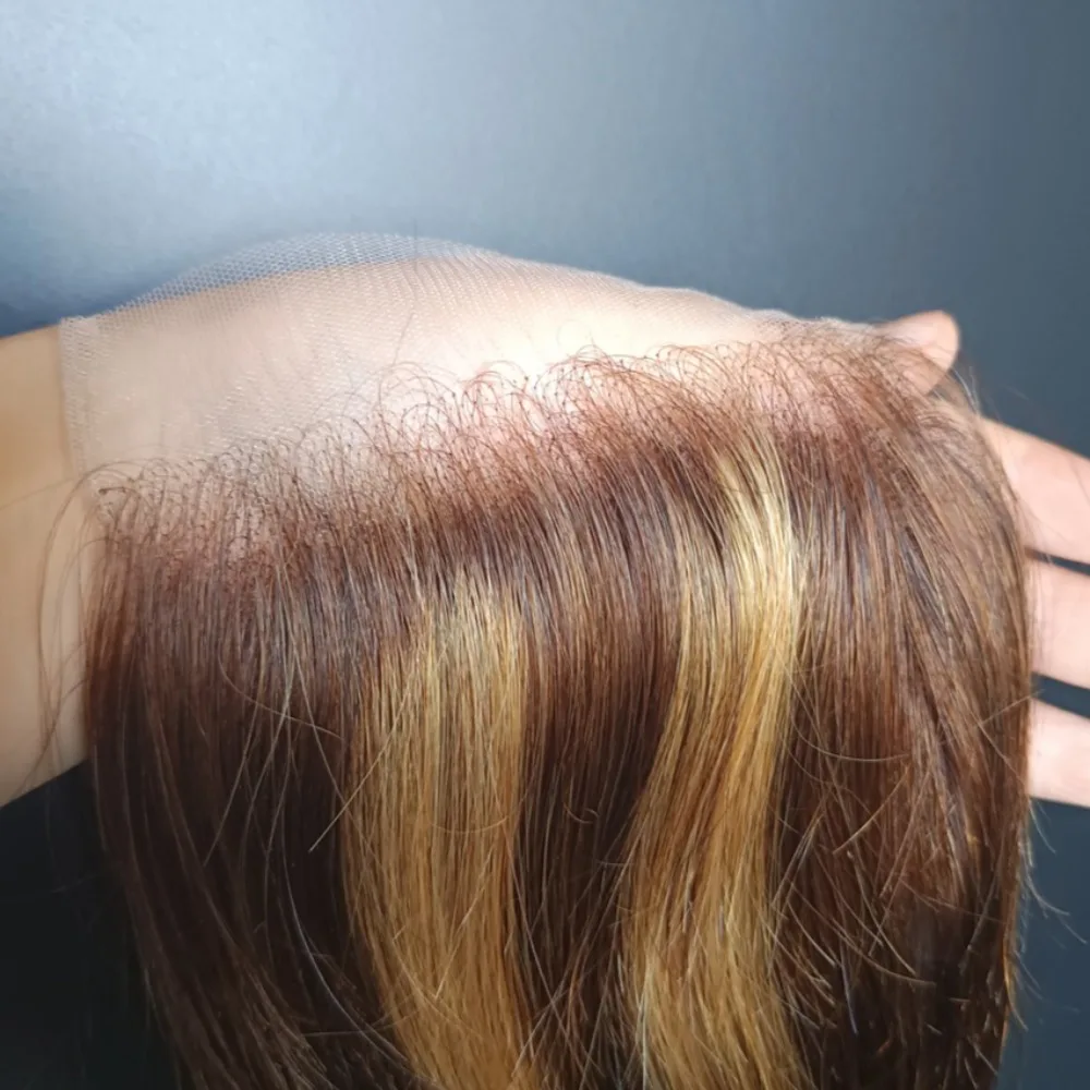 12AグレードP427 4x4レースクロージャー ハイライト ボディウェーブ 人毛クロージャー 生え際処理済み 10～22インチ ブラジリアンバージンヘア フリーパート