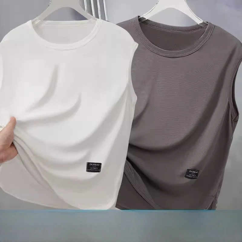 

Men's Summer Thin Spor Vest Breathable Fitn Casual Baskeall T-irt Large Size round Ne Sweat Vest Trendy Sle