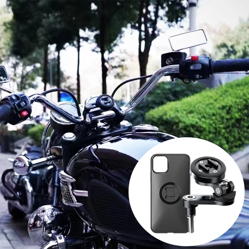 Motorcycle Phone Bracket Steel Clamp Bracket Shock-Proof Quick Locking For M8 Bolt Hole Installed With IPhone Case Support SP