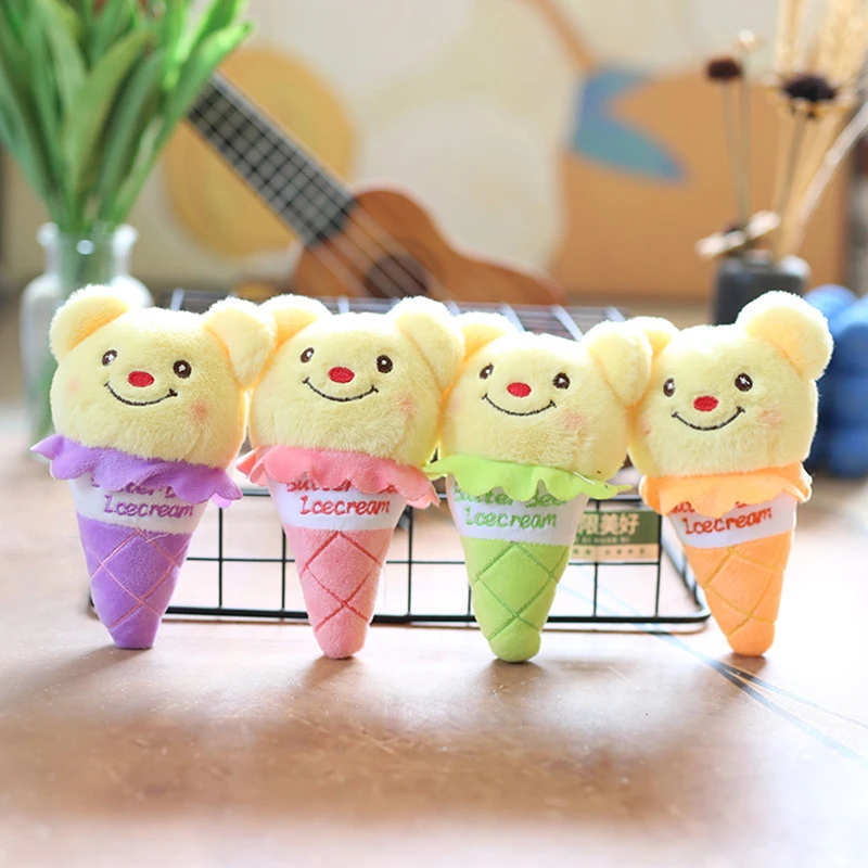 

1PC Cartoon Cone Animal Ice Cream Pendant Small Ornaments Plush Keychain Accessories Bag Pendant