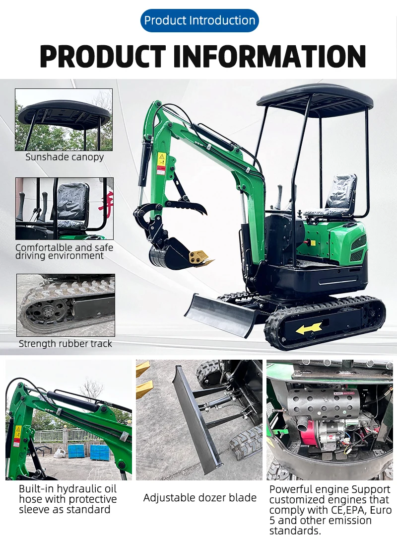 Kompakter 1,5-Tonnen-Minibagger Stufe V Euro5 CE COC Multifunktionsbagger mit Schnellwechsler & Optionalen Arbeitsaufsätzen – Detail 5