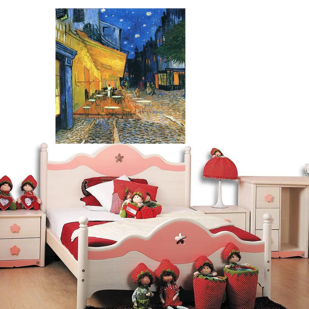 Cafe Terrace at Night,1888 by Vincent Van Gogh Canvas Wall Art Oil Painting for Home Decor Hand Made Famous Artwork Reproduction