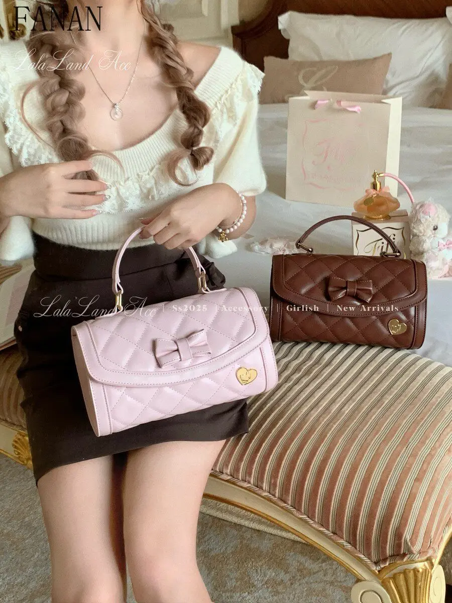 

Милые женские сумки-кроссбоди в японском стиле с сердечками, повседневная сумка-тоут с бриллиантами для девушек