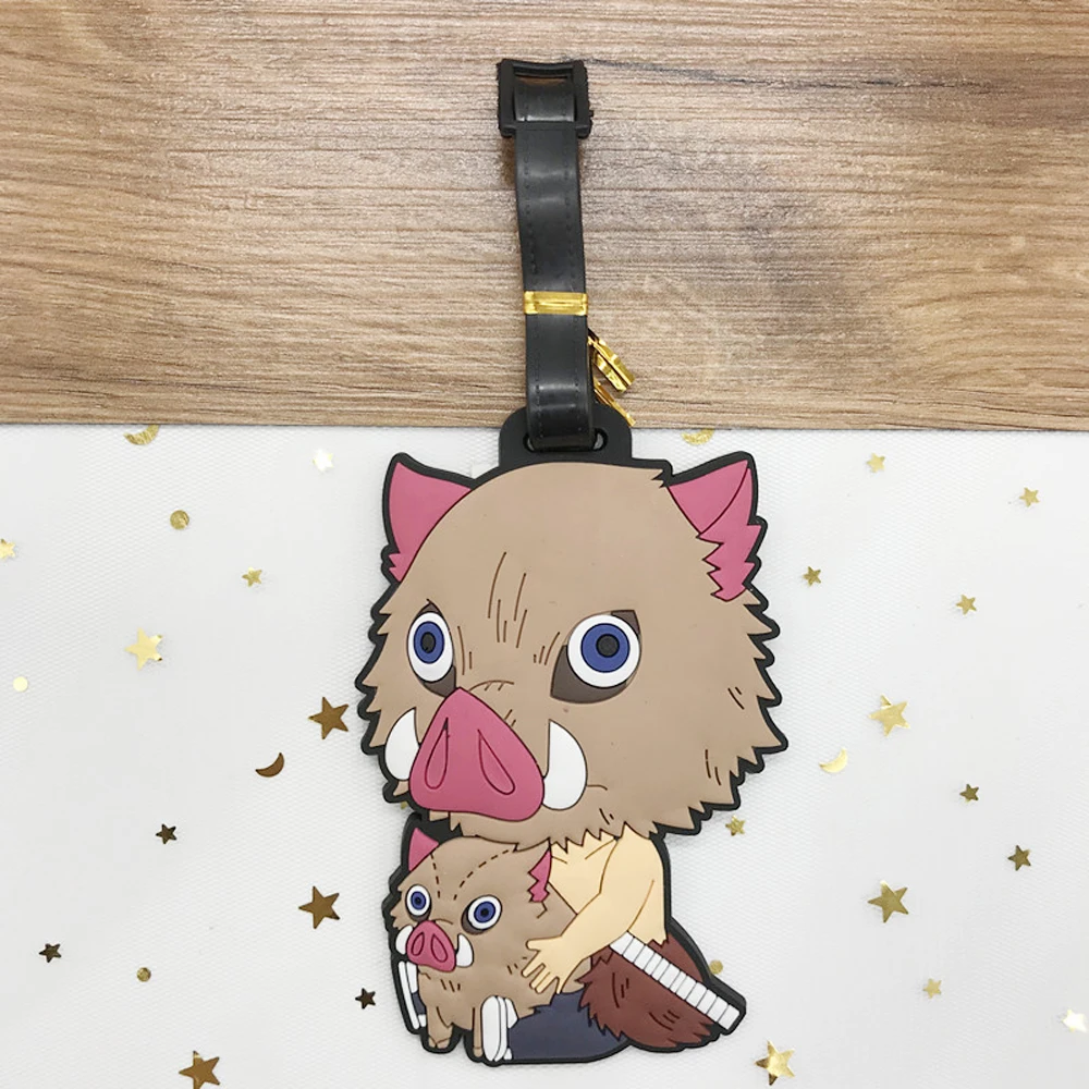 Anime Demon Slayer Luggage Tag Travel Portable Baggage Boarding Label Silica Gel ID Addres Holder Luggage Individuality Tags