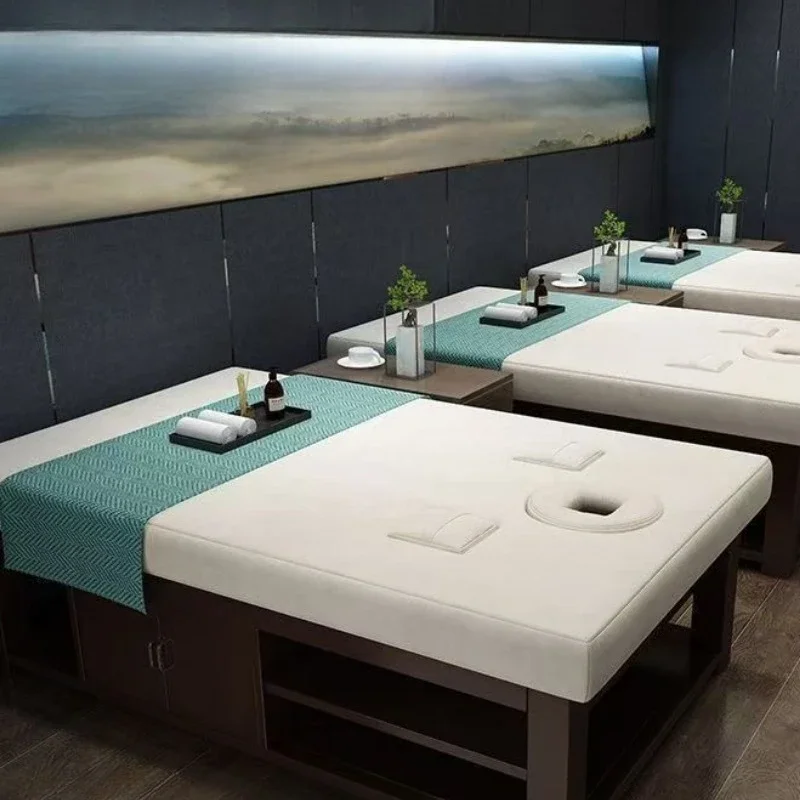 

Массажный стол из массива дерева с отверстиями для рук, стационарная спа-кровать, сверхмощная мебель для тайской терапии, салон красоты