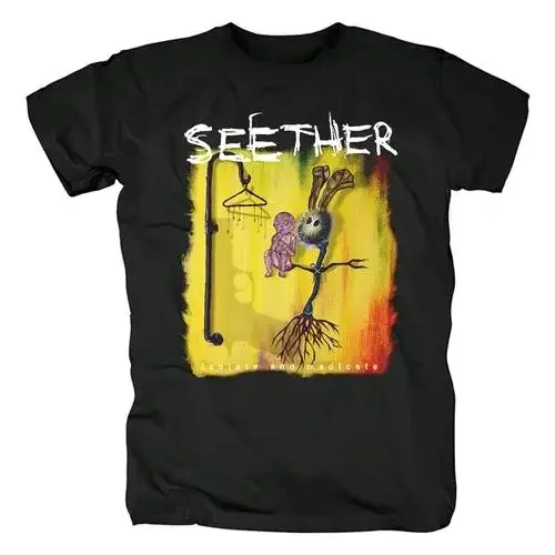 streetwear fashion  Heavy Metal Seether T Shirt    Men Rock Band Casual Short Sleeve Fashion Streetwear Plus Size T Shirt Unisex