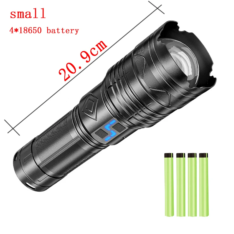 Super Bright Long Range Powerful LED Flashlight Type-C USB Rechargeable 24000mAh/11200mAh Torch Light High 100W Zoomable Outdoor