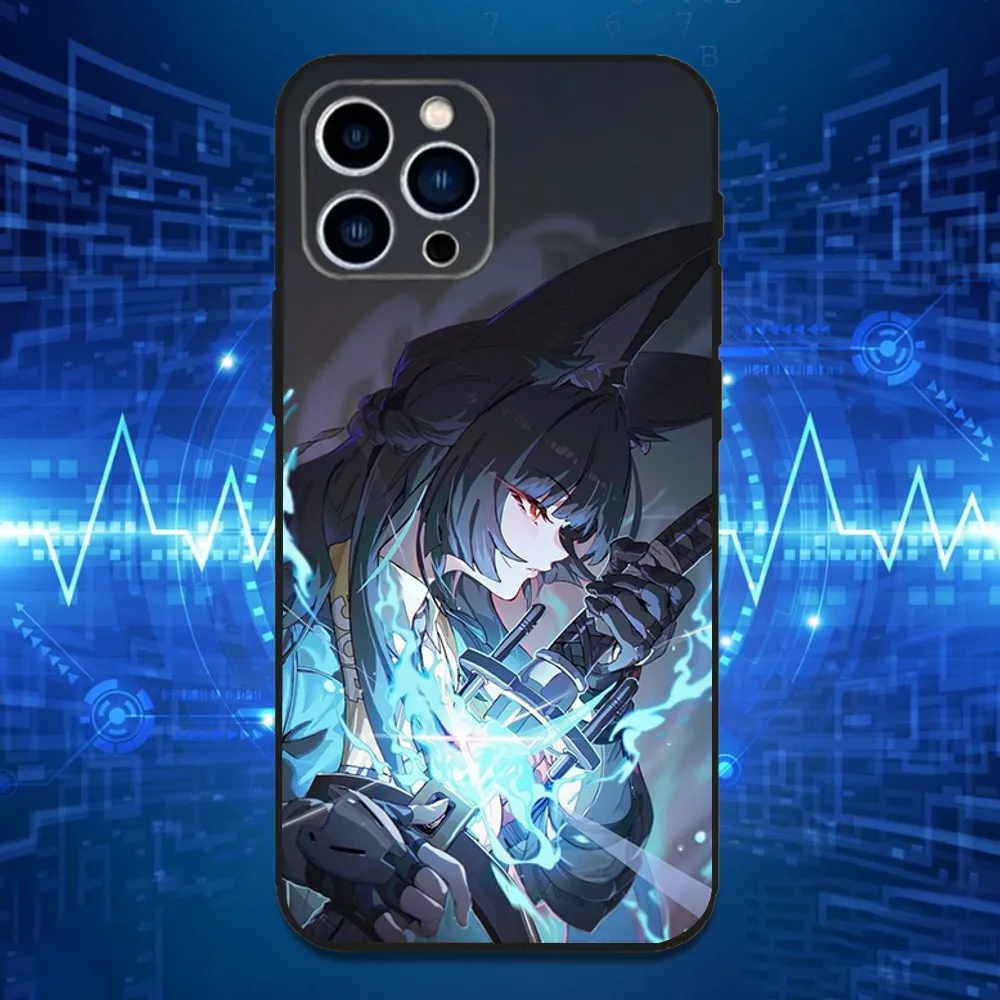 حافظة هاتف H-Hoshimi M-Miyabi ZZZ لهاتف iPhone 16,15,14,13,12,11 Plus,Pro Max,XS,X,XR,SE,Mini,8,7,غطاء أسود من السيليكون الناعم