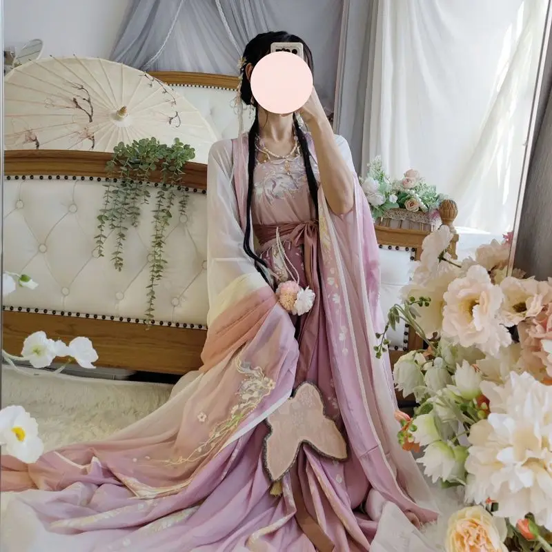 Chinese Hanfu Dress Women Female Carnival Cosplay Costume Ancient Traditional Hanfu Green Blue Purple Hanfu Dance Dress