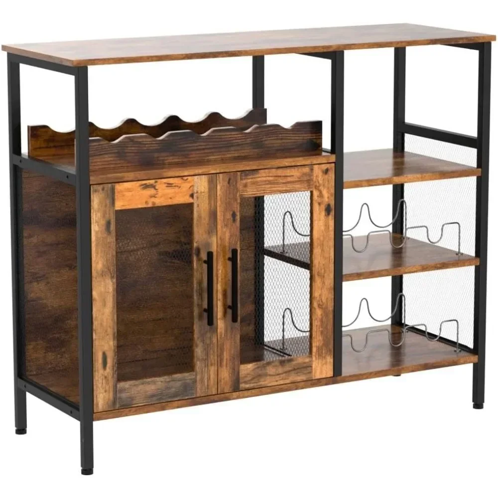 

Wine Bar Rack Cabinet with Detachable Wine Rack, Coffee Bar Cabinet with Glass Holder, Small Sideboard and Buffet Cabinet