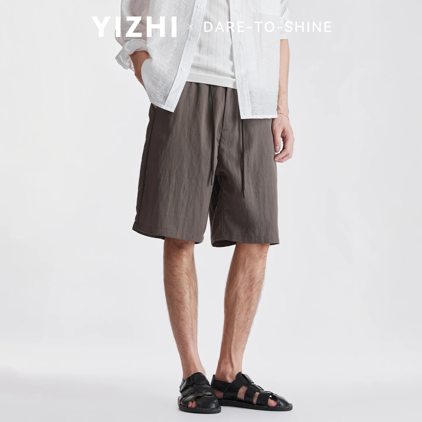 Men Lyocell Subtle Wrinkle Textured 5 Inch Shorts Summer Loose Straight Lightweight Breathable Casual Sports Knee Length Shorts