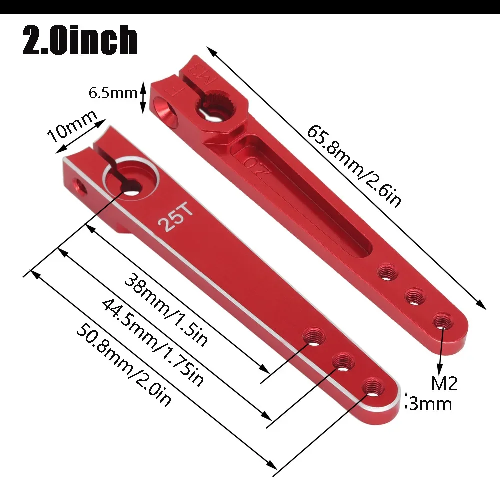Servo bocina de brazo de dirección de aluminio 25T, 1/1, 25/1,5/1,75/2 pulgadas para modelo RC, avión, coche sobre orugas, barco, helicóptero cuadricóptero FPV