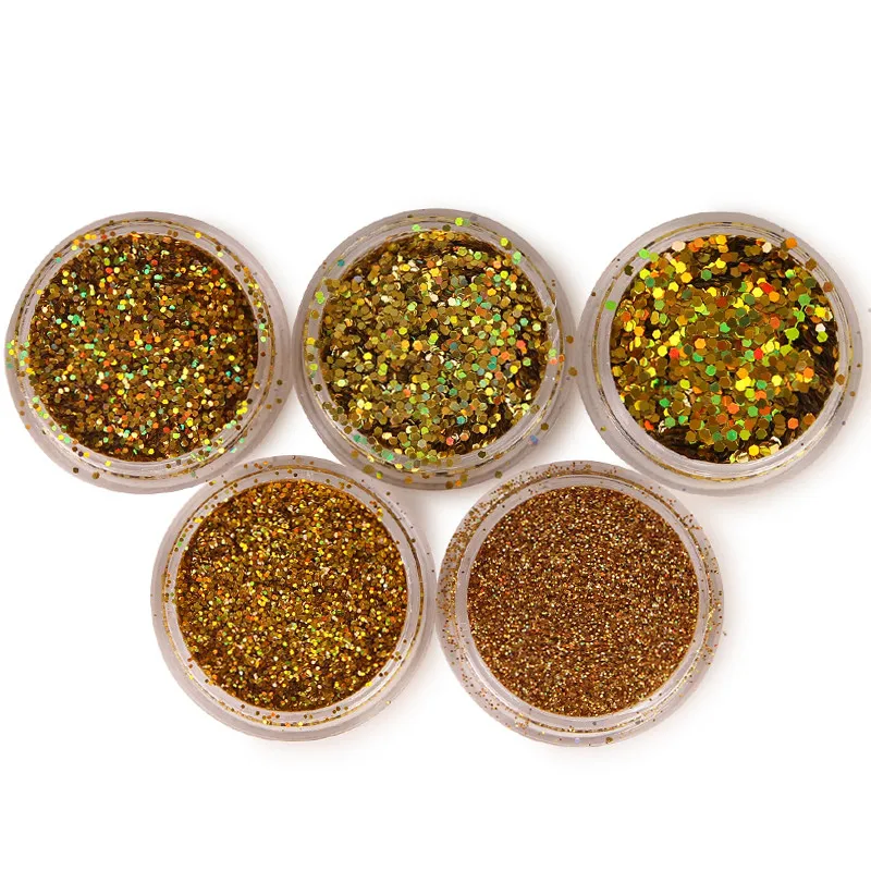 Shiny Gold Silver Nail Glitter Powder Flakes for Manicure Polish DIY Nail Art Decorations