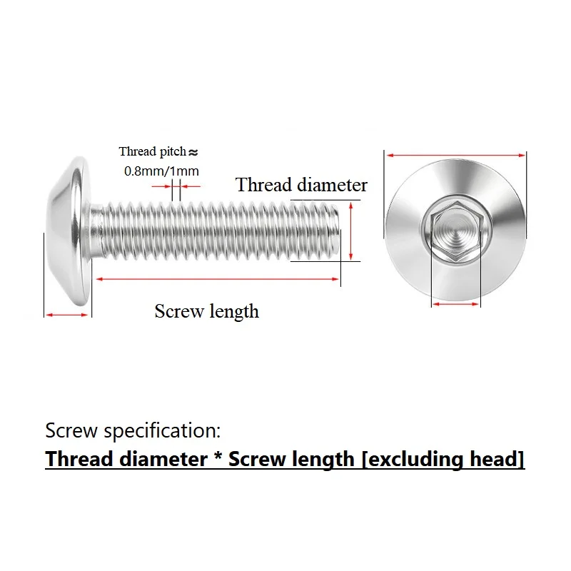 M5 M6 304 Stainless Steel Hex Socket Head Screws Mushroom Head Hexagon Socket Umbrella Type Head Bolt Screws