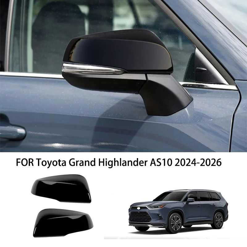 

Подходит для Toyota Grand Highlander AS10 2024-2026, АБС-пластик, хромированный черный, углеродное волокно, боковая крышка зеркала заднего вида, защитная накладка